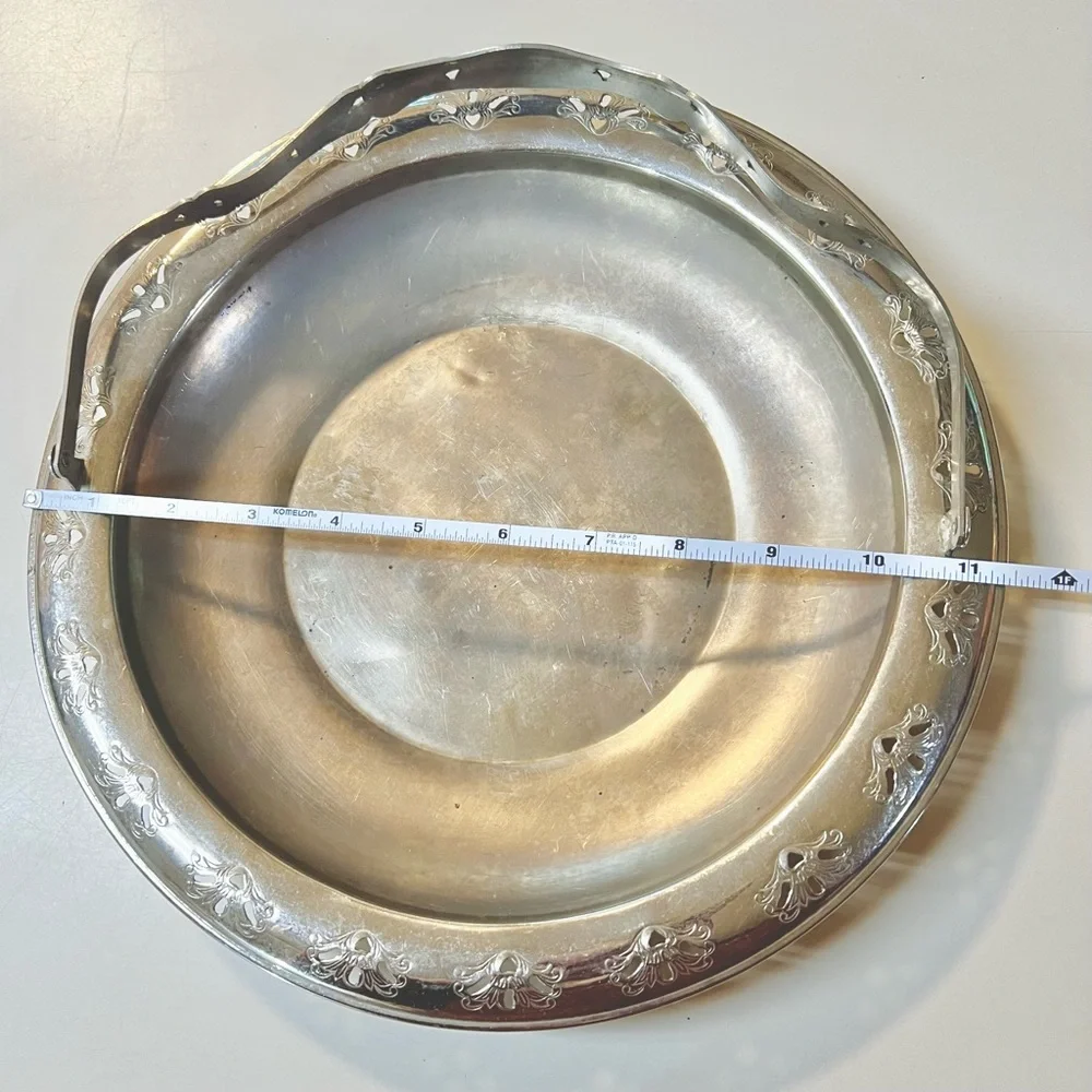 Vintage H.LERNER Co. Silver Plated Bridal Basket Swing Handle Serving Dish Tray